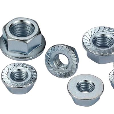 Noix de flange hexagonale galvanisée en acier au carbone pour l'industrie lourde selon la norme DIN