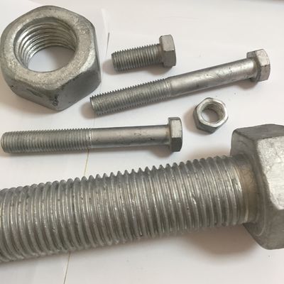 DIN Standard Hebei Fastener HDG galvanisé à chaud boulon hexagonale et écrous avec zinc jaune