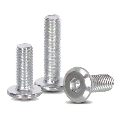 Exemple d'acier au carbone zinc plaqué DIN7420 vis à prise hexagonale à tête ronde plate pour meubles en bois de machine