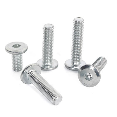 Exemple d'acier au carbone zinc plaqué DIN7420 vis à prise hexagonale à tête ronde plate pour meubles en bois de machine