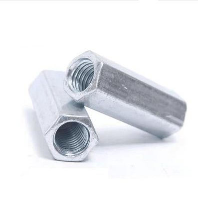 Noix d'accouplement à tête hexagonale recouverte de zinc blanc avec conception épaissie et matériau en acier