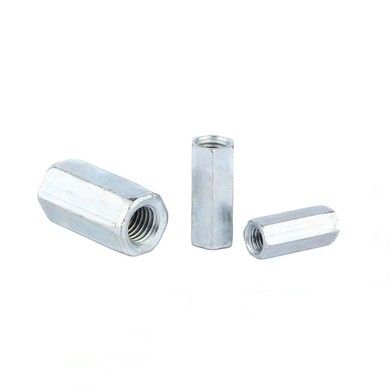 Noix d'accouplement à tête hexagonale recouverte de zinc blanc avec conception épaissie et matériau en acier