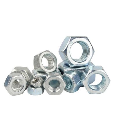 Acier au carbone DIN standard galvanisé blanc bleu zinc plaqué écrousse hexagonale avec compétitif