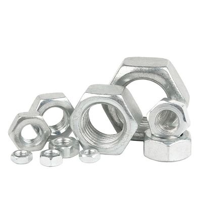 Acier au carbone DIN standard galvanisé blanc bleu zinc plaqué écrousse hexagonale avec compétitif