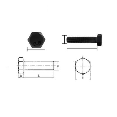 Fabriqué à haute résistance de qualité 8.8 boulon hexagonal et lave-noix boulon hexagonal lourd avec finition noire
