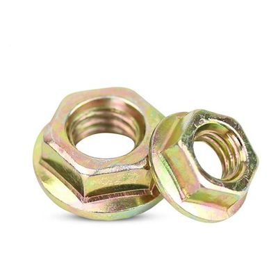 Noix de bride finie polie DIN6923 avec jointure Noix dentelée antidérapante Zinc blanc