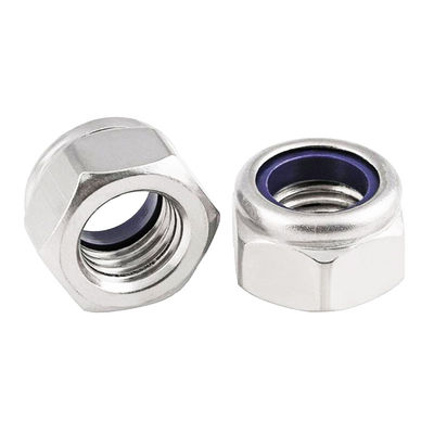 Fermeture DIN985 métrique en acier inoxydable hexagonale, flange en nylon, écrousse de verrouillage