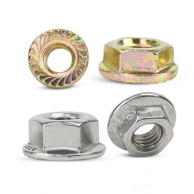 Finition polie 304 acier inoxydable écrous de bride hexagonale avec revêtement de zinc de couleur