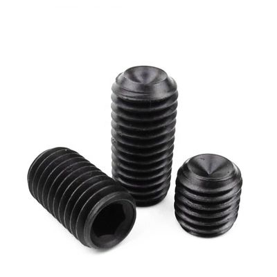 Finition à l'oxyde noir à haute résistance à la prise hexagonale, vis à extrémité concave, vis à machine sans tête